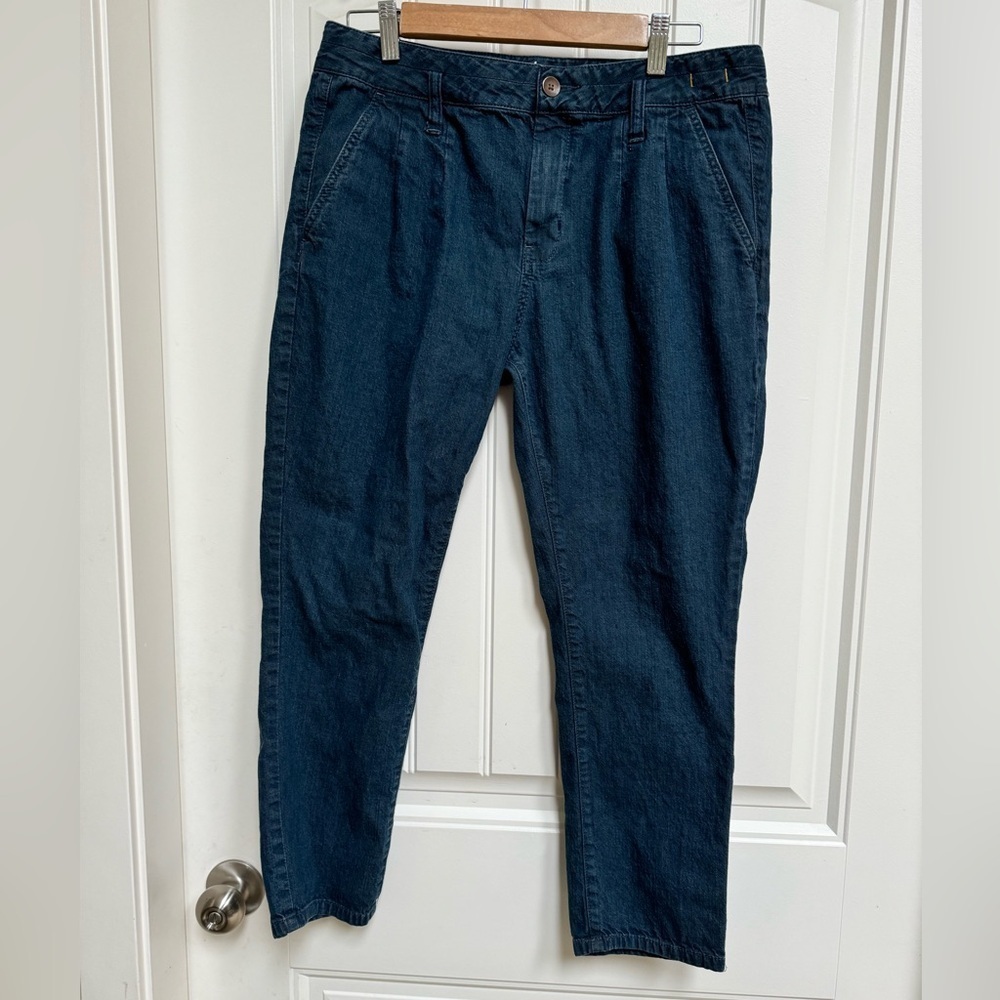 Madewell 100% Cotton Cropped Baggy Straight Trouser Jeans with Pleats. 28” x 25”